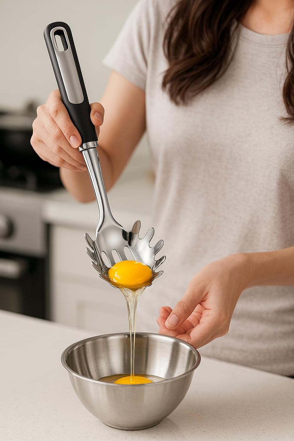 Stainless Steel Ladle and Pasta Server Set | Food-Grade Thickened Metal Soup Ladle & Spaghetti Spoon, Durable Cooking Utensils for Pasta, Soup & Everyday Kitchen Use