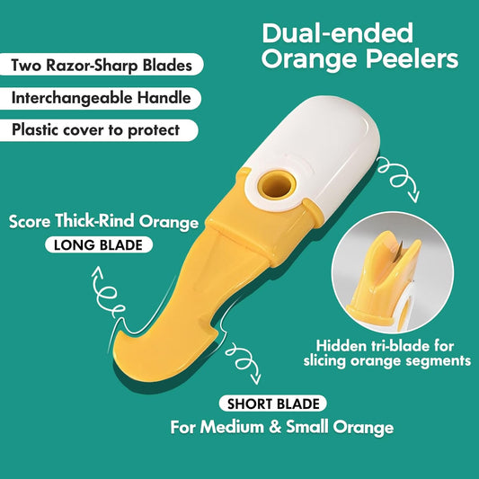 2PCS Dual-Ended Orange Peeler, Citrus Peeler for Oranges, Grapefruit