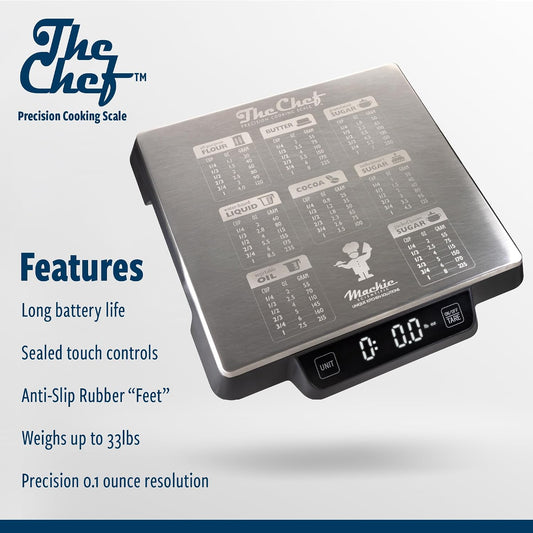 Heavy Duty Digital Kitchen/Food Scale – 33lb Capacity, 1g Accuracy, Perfect for Baking, Cooking & Meal Prep! Easy-to-Read with Large Containers. Bonus: Built in Baking Conversions! Restaurant Grade!