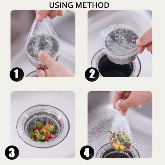 500pcs Disposable Sink Strainer Mesh Filter Bags, Anti Clogging Elastic, Fits Most Sizes