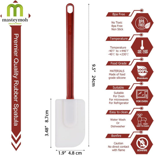 Flexible Rubber Spatulas, Silicone Spatula Set, Soft Rubber Spatula Scraper 9.5 Inches, Commercial Spatula, Silicone Scraper Spatula,Spatulas Set Resistant to 500℉ (2 Scrapers 9.5")