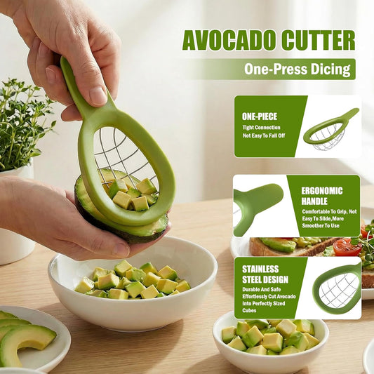 Avocado 3 Piece Set, Includes Avocado Slicer, Cutter and Airtight Storage Container, Dishwasher Safe Tool for Slicing, Dicing and Keeping Avocados Fresh
