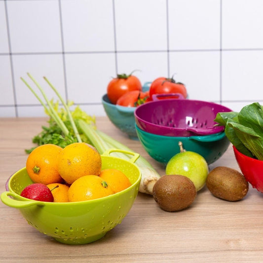 Heavy Duty 6 Inch Food Colander,Large Capacity Vegetable Strainer with Double Handles,Plastic Multipurpose Fruit Draining Basket for Kitchen(Purple)