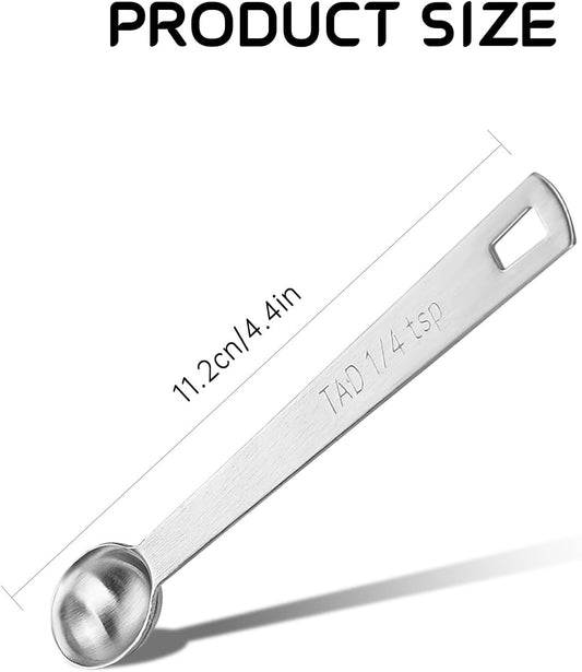 4 PCS 1/4 Teaspoon (1/4 Tsp | 1.25 mL | 1.25 cc) Single Measuring Spoon, Stainless Steel 1/4 Tsp Small Measuring Spoon Mini Measuring Spoons