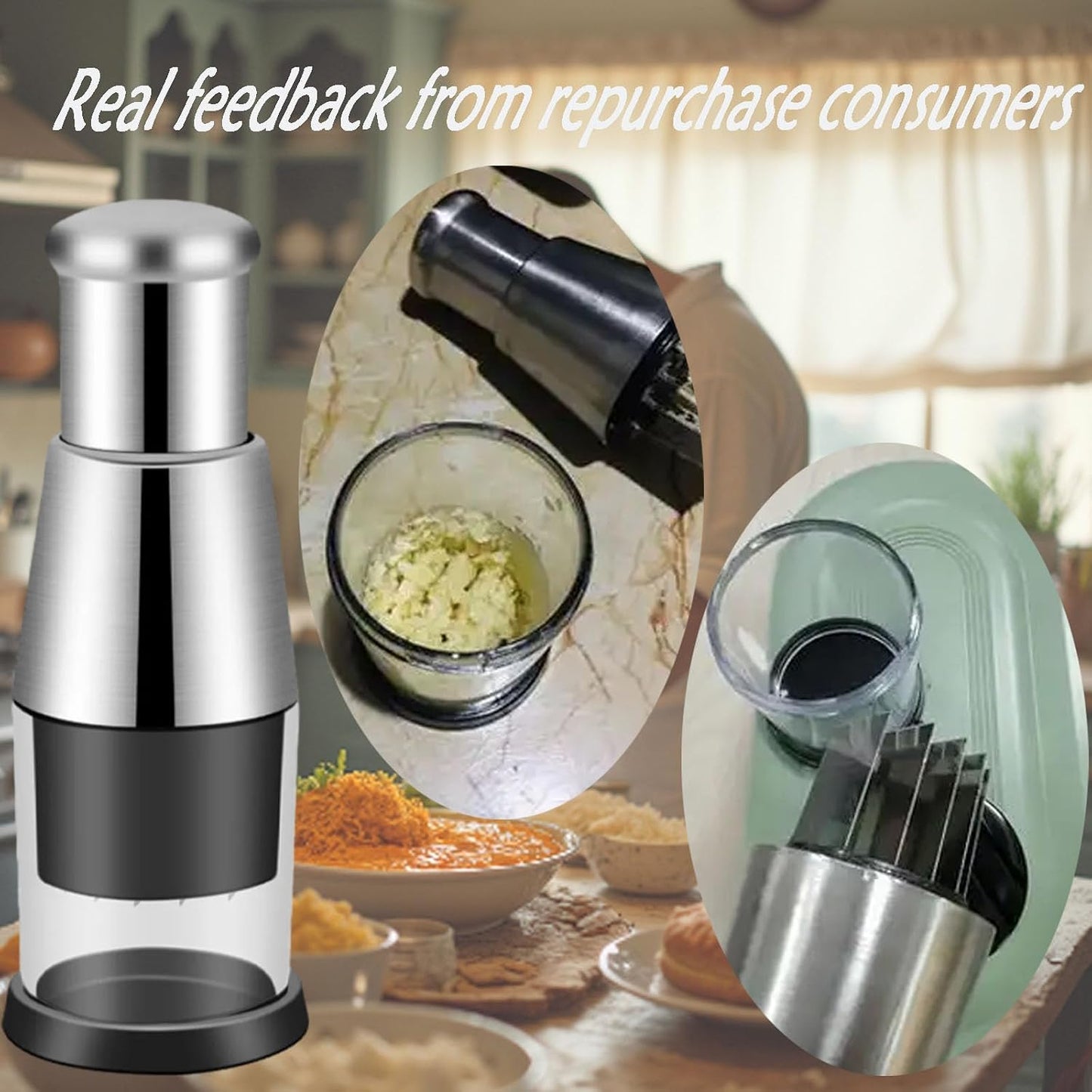 1PCS Manual Garlic Chopper Garlic Crusher Pressing Handheld Food Chopper Slicer Vegetable Cooking Crusher Stainless Steel for Food Enthusiasts and Cooking Staff