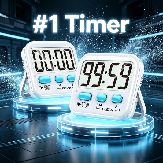 2 Pack Digital Timer for Kids Classroom Kitchen Timers for Cooking | Compact, Easy to View, Alarm/Mute LED Remind, Count Down/Up, Magnetic/Kickstand/Hanging, Classroom Timer for Teacher Supplies