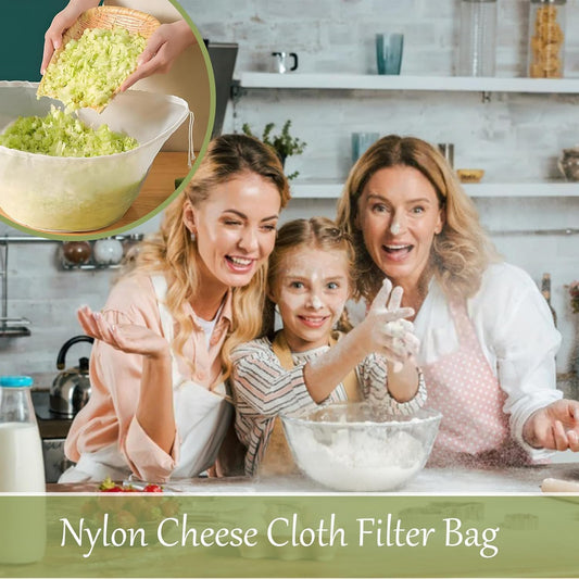 Ultra Fine Mesh Strainer Bags, Cheese Cloth Bags for Straining | 5PCS Reusable Nylon Cheese Cloth Filter Bag for Filter NutMilk, Coffee, Milk, Butter, Juices and Fresh Cheese