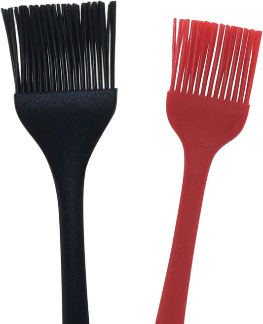 Silicone Pastry Brushes, 2 Pcs, Black + Red | Heat-proof, Soft Bristles, For Basting, BBQ, Grill, Baking, Kitchen