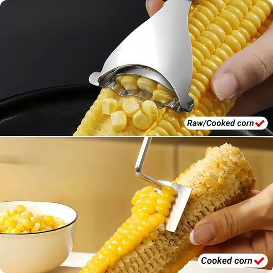 2 Pack Corn Peeler for Corn on the Cob, Cob Stripper and Kernel Remover | Stainless steel blade for fresh or cooked cobs, clean stripping with less mess for BBQ, salads and meal prep
