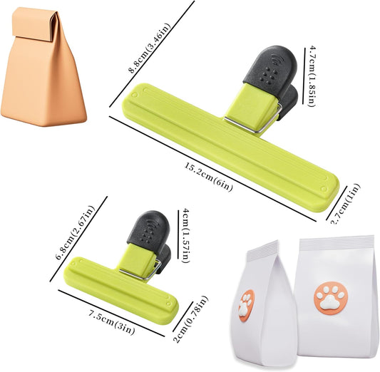 8PCS Chip Bag Clips, HIA Stylish Wide Open Bag Clips for Food Storage, Heavy Seal Grip, Assorted Size (6"*3.3" for 4 and 3"*2.5" for 4)