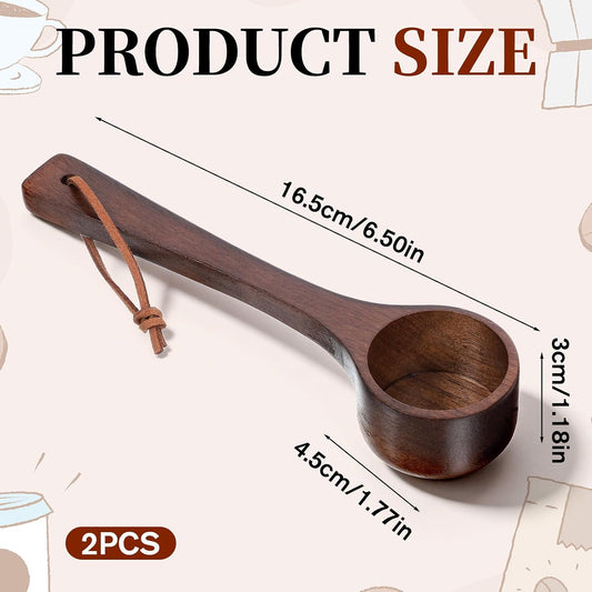 2 PCS Wooden Spoon Long Handle Coffee Scoop for Ground Coffee Wooden Scoop 10g Measuring Laundry Scoops for Tea, Spices, Kitchen Accessory