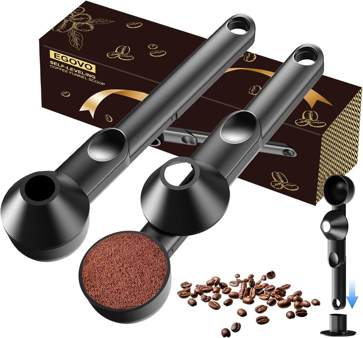 Coffee Scoop with Funnel for Reusable K Cup, 2 TBSP Measuring Spoon