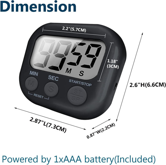 6-Pack Digital Kitchen Timer, 99-Min 59-Sec Countdown & Stopwatch, Loud 100dB Alarm, Strong Magnet, Power-Saving On/Off Switch, Time Memory, Classic Colors, Multiple Placements, Batteries Included