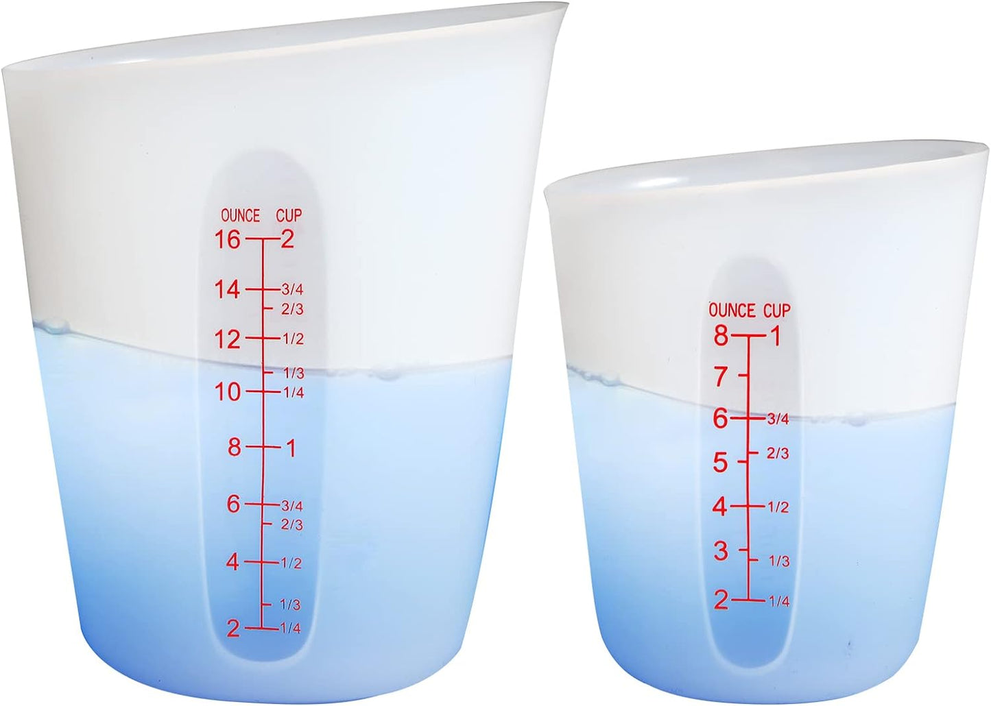 Silicone Measuring Cups (2 Cup + 1 Cup) Flexible Measure Melting Cups for Epoxy Resin Butter, Chocolate Squeeze Pour Baking Cup Dishwasher Safe BPA Free 500/250 ML with Marking Cup/Ounce