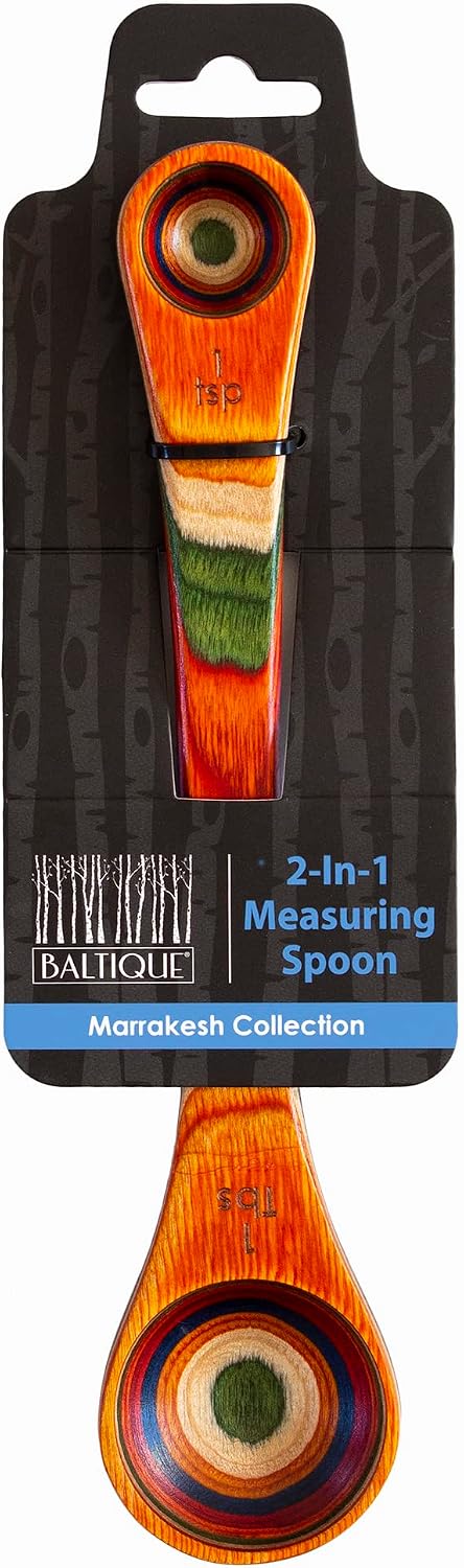 Baltique Marrakesh Collection 2 in 1 Wooden Measuring Spoon with Tablespoon and Teaspoon Measurements