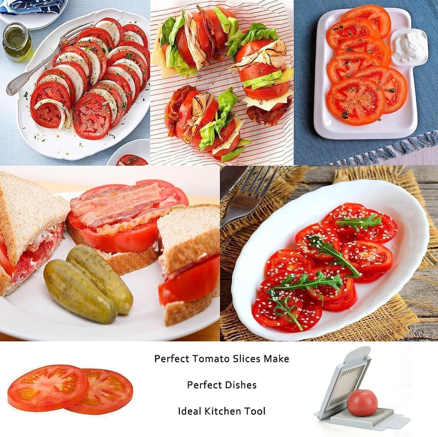 Tomato Slicer, Stainless steel tomato slicer, Vegetable Slicer | 15 Sharp Blades Tomato Slicer Tool, Easy Grip Handle Lightnweight Kitchen Tool, Time-Saving Tomato Cutter