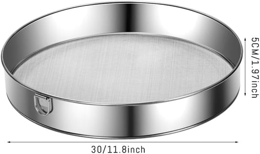 Flour Sifter Stainless Steel Fine Mesh Strainers 11.8 Inch 60 Mesh Round Flour Sieve for Baking Cake Bread