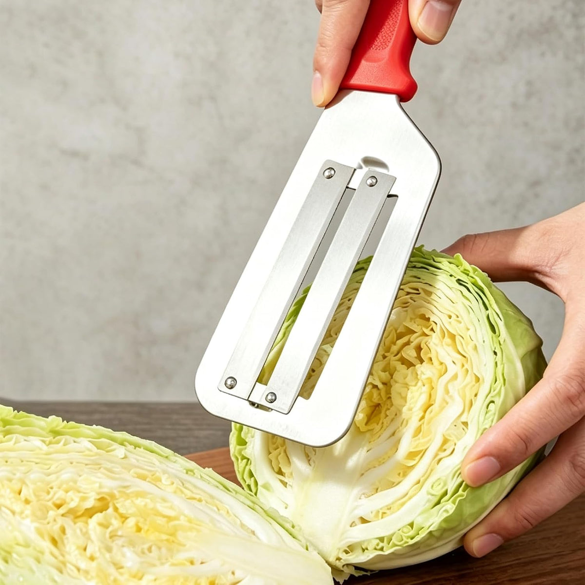 (2 Pack) Cabbage Shredder for Coleslaw,Stainless Steel Cabbage Slicer Shredder,Kitchen Lettuce Knife (Black and Red)