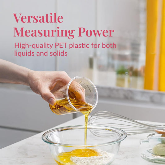 50 Disposable Measuring Cups 8 oz - Plastic Paint Measuring Cups and Disposable Mixing Cups for Epoxy Resin - Versatile, Clear Measurement for Wet and Dry Ingredients for Baking and Crafting