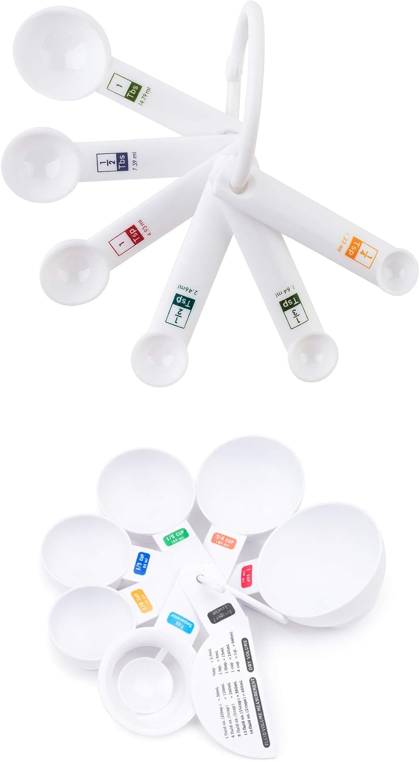 Fox Run Measuring Set, 6 Piece Plastic Measuring Spoon Set, Black, 1/4 TSP to 1 TBL