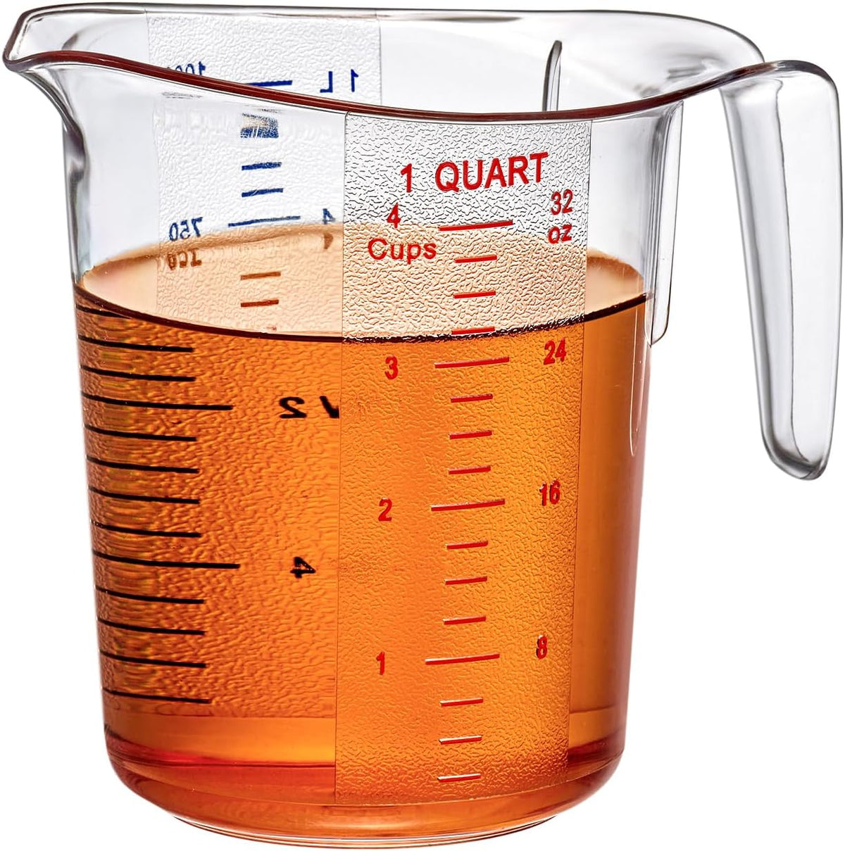 Melissa - 32-Ounce Plastic Measuring Pitcher, 4-Cup (1-Quart) Food-Grade Measuring Jug, Unbreakable, Stackable, Dishwasher-Safe, Great for Oil, Vinegar, Flour, and More