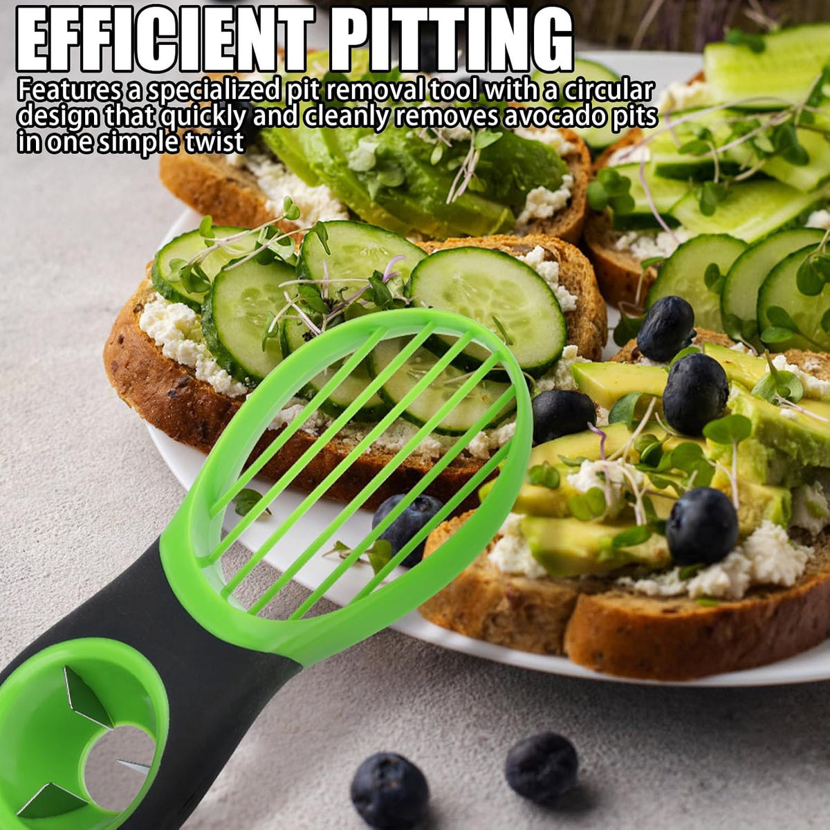3-in-1 Avocado Slicer Stainless Steel Blade Dishwasher Safe Green
