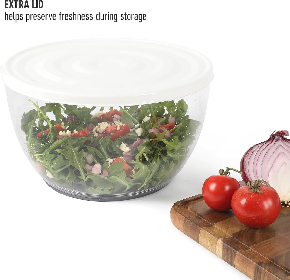 Aero 6.3-Qt Stainless Steel Salad Spinner, Fruit & Vegetable Washer Bowl with Strainer Basket for Washing Lettuce, Spinach, Herbs & Fresh Produce
