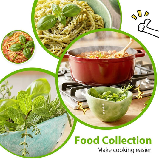 Herb Stripper Bowl, 2026 New Ceramic Herb Stripper with 4 Sizes of Round Holes, Efficient Herb Peeling Cup for Kitchen (White, Resin Version)