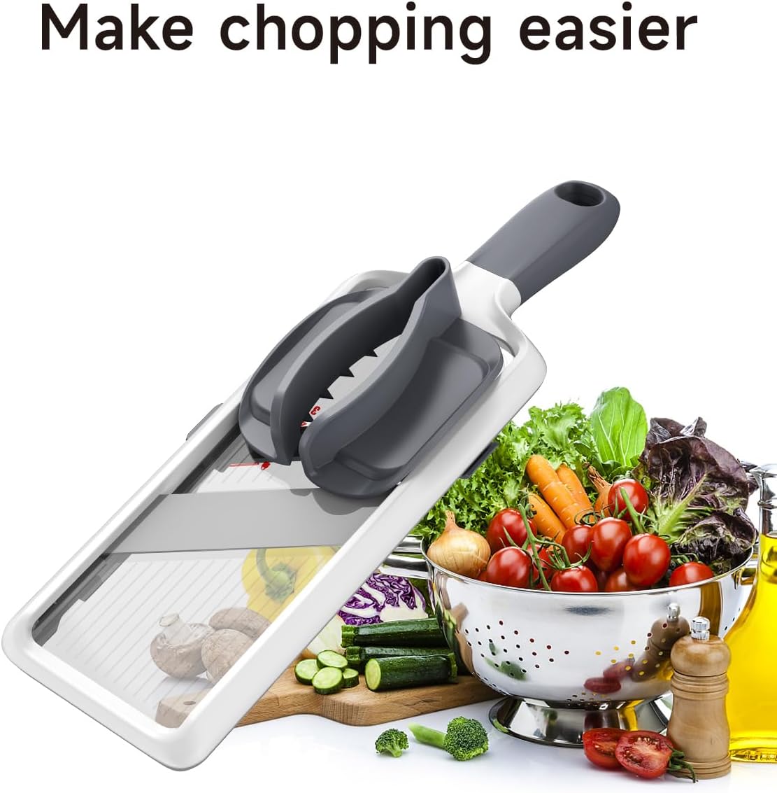 ZKIRON Safety Hand Guard and Food Holder for Mandoline Slicers | Finger Protection, Steady Food Control, Ergonomic Non-Slip Grip, Durable for Smooth and Safe Slicing of Fruits & Vegetables