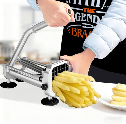 French Fry Cutter, Heavy Duty Potato Slicer Cutter, | Set with 1/2 In & 3/8 In Blades for Carrot, Yam, Cucumbers.