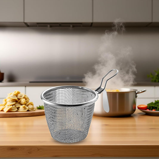 1pc Stainless Steel Pasta Basket, Mesh Spider Food Dumpling Noodle Strainer, Fine Mesh Strainer with Handle,Colanders and Food Strainers Kitchen Utensils and Gadgets