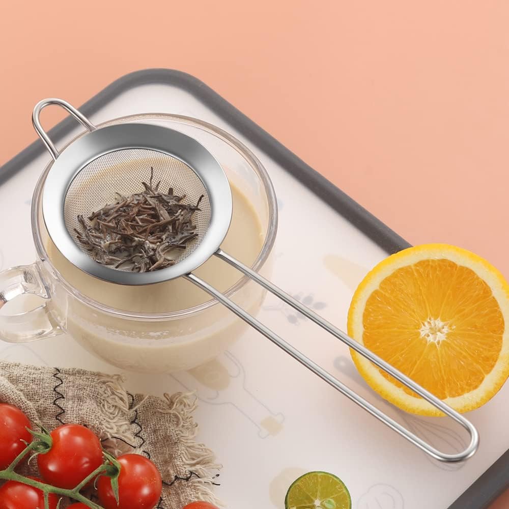 304 Stainless Steel Fine Mesh Strainers for Kitchen, Colander-Skimmer with Handle, Sieve Sifters for Food, Tea, Rice, Oil, Noodles, Fruits, Vegetable