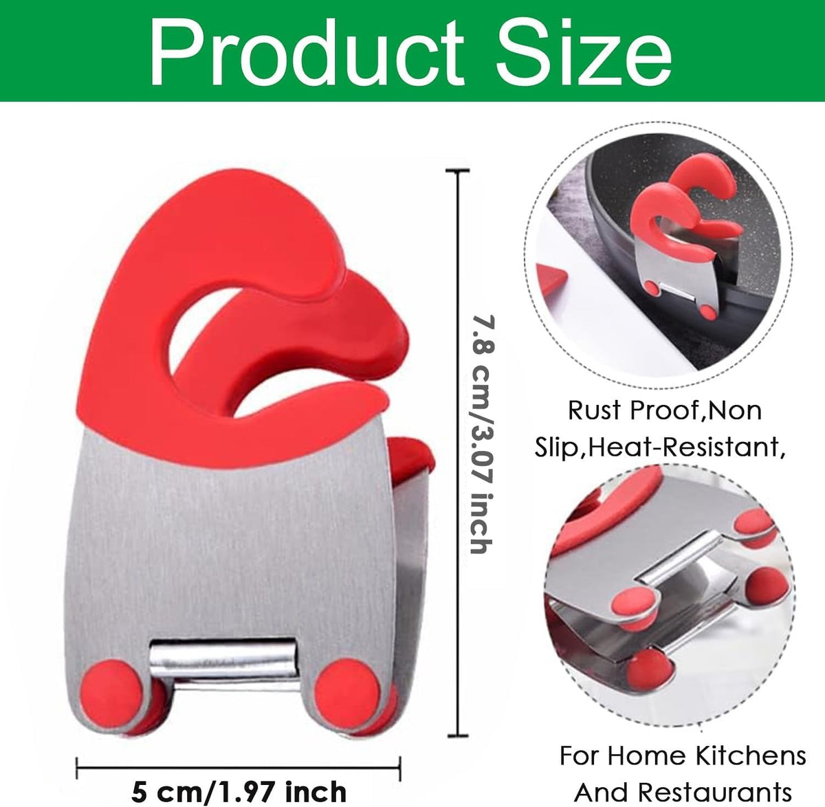 1 Pack Stainless Steel Pot Side Clamp, Hot Spoon Holder, Kitchenware Support Rack, Convenient Kitchen Cooking Organization Tool