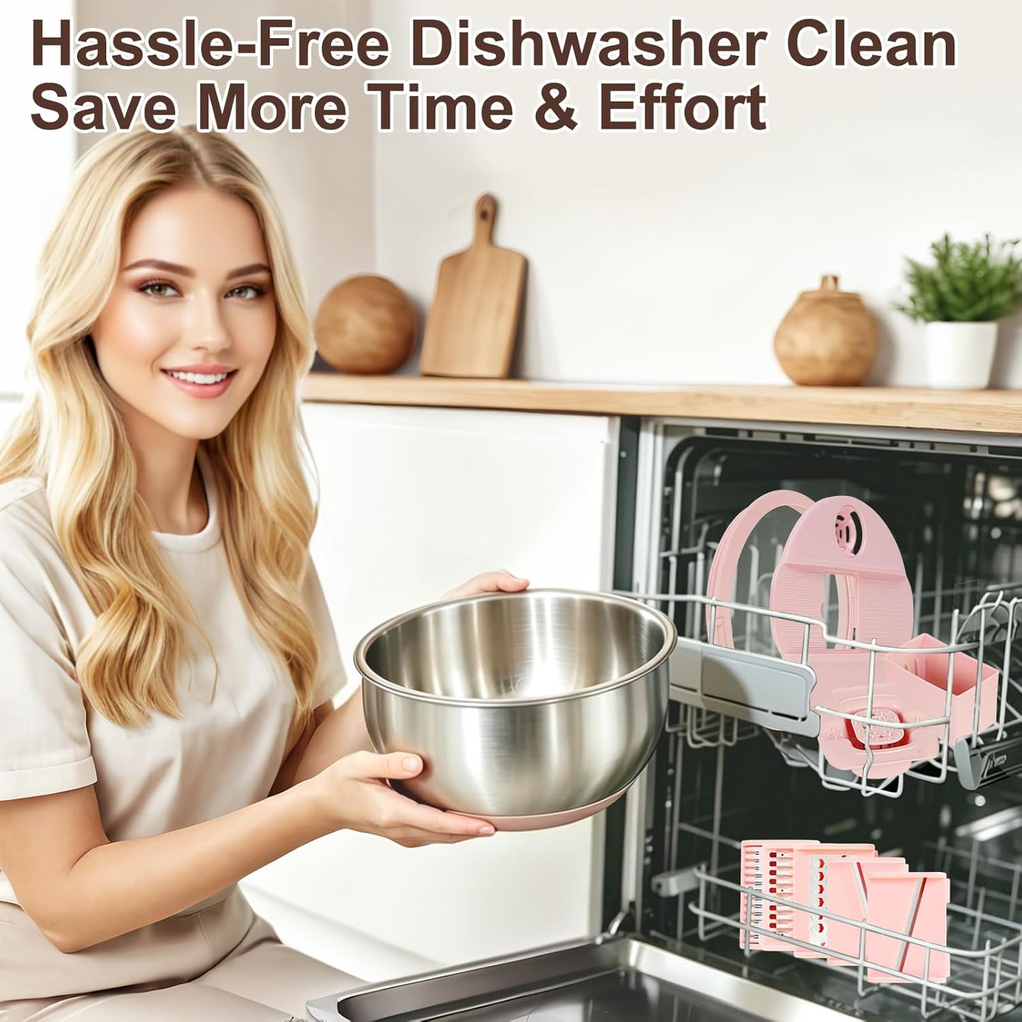 Stainless Steel Salad Spinner Large, Vegetables Fruits Wash Bowl with Strainer, Lettuce Spinner Dryer with 5 Blades Slicer, Egg Yolk Strainer, Shredder for Efficient Salad Preparation 5.3Qt