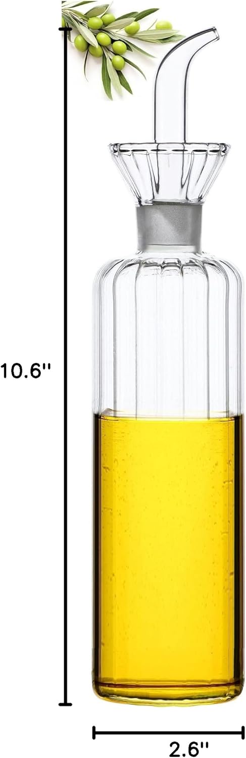 16 oz/480ml Non-Drip Olive Oil Dispenser Bottle 100% Glass Oil Carafe Decanter for Kitchen Oil & Vinegar Cruet for Cooking & BBQ