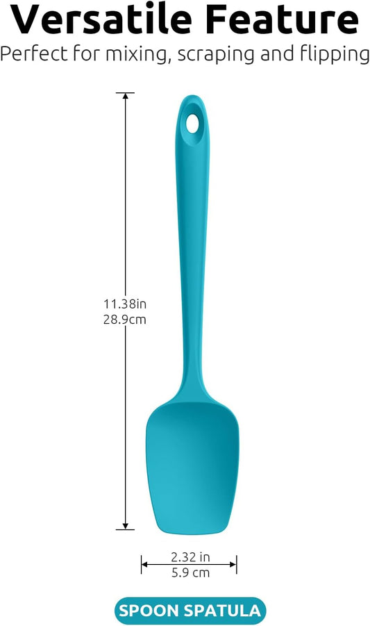 Silicone Spoon Spatula Set of 3, 600°F Heat Resistant, Multicolor | Silicone Spoons for Cooking, Food Grade Rubber Scraper Spatula Spoonula, Heatproof Kitchen Utensils Set for Nonstick Cookware