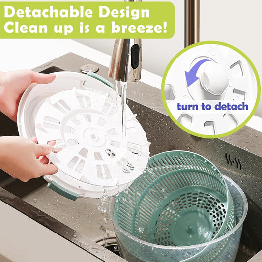 Salad Spinner, Durable Bowl Never Crack. 4.8 Qt Large Capacity Lettuce and Vegetable Spinner with Storage Lid, Non-skid Base. Gifts for Mom Women Parents