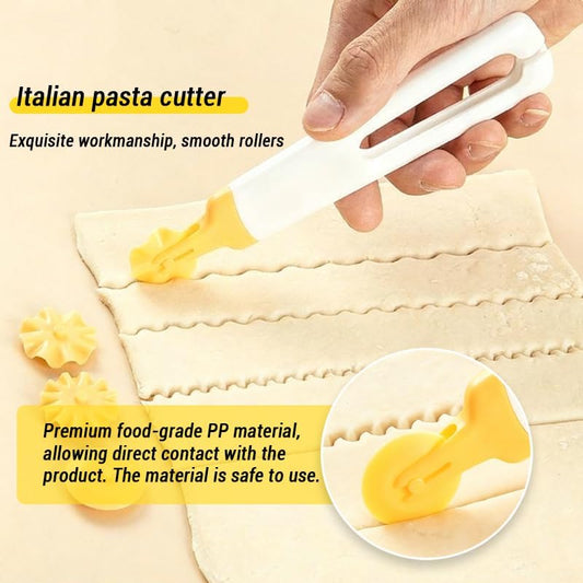 2 pcs Italian Pasta Cutter with 8 Replaceable Roller Cutters, White and Yellow, Professional Pastry Dough Tool for Baking