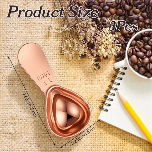 3 Pcs Stainless Steel 15 ml 1 Tablespoon Scoop,Rose Gold | 1 Tablespoon Measuring Spoon, Short Handle Tablespoon Scoop for Powder for Coffees,Protein Powder,Sugar