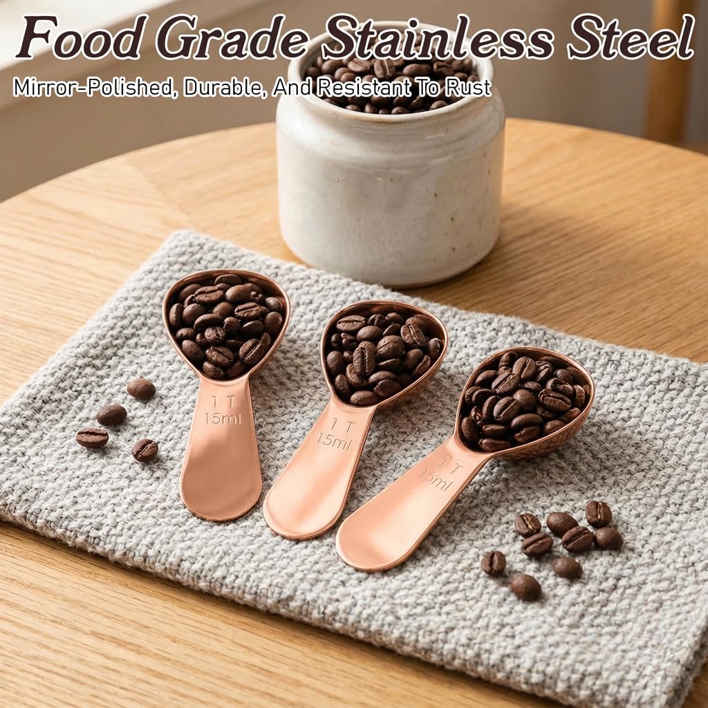 3 Pcs Stainless Steel 15 ml 1 Tablespoon Scoop,Rose Gold | 1 Tablespoon Measuring Spoon, Short Handle Tablespoon Scoop for Powder for Coffees,Protein Powder,Sugar
