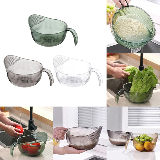 Functional Rice Washing Colander Efficient Draining Bowl Practical Sink Basket PET Suitable for Washing Rice