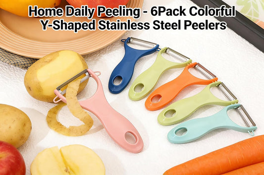 6-Pack Colorful Y-Shaped Vegetable Peeler Set - Ultra Sharp Stainless Steel Peelers for Potato & Fruit
