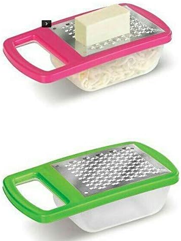 AJE Compact Grater for Vegetable and Cheese with Container- Plastic Cheese Grater with Container Box Storage for Cheese, Vegetables, Fruits, Ginger, Best for Travelling (Multicolor) Pc of 1