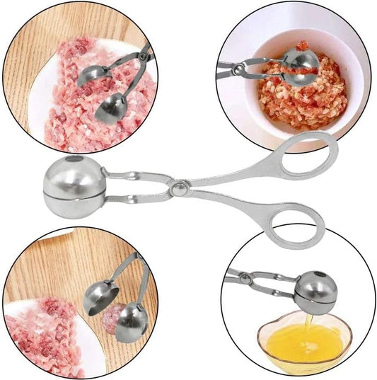 2 Pcs Stainless Steel Meat Baller Ball Maker Meatball Scoop None-Stick Baller Tongs Meat Ball Maker Mold Cake Pop,Ice Tongs,Cookie Dough Scoop for Kitchen
