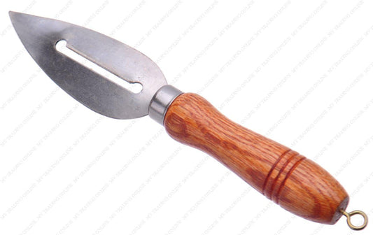 2 In 1 Tool Stainless Steel Julienne Vegetable Peeler Plus Knife with Wooden Handle, Blade: 3-1/2 Inches Long x 1-1/4 Inches Wide | Overall with Handle: 7-1/4 Long