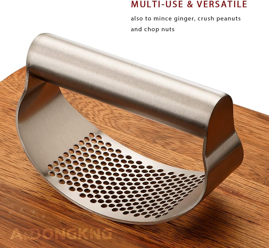 Stainless Steel Garlic Press Rocker, with Bottle Opener