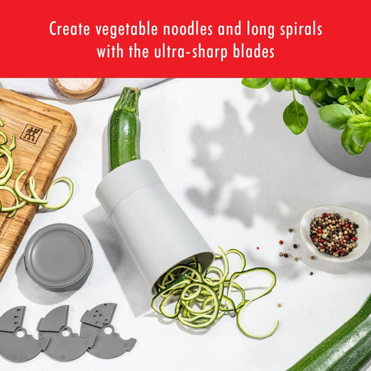 Z-Cut Spiralizer 3-in-1 Vegetable Spiralizer, Faster Grating Technology, Zoodles, Gray