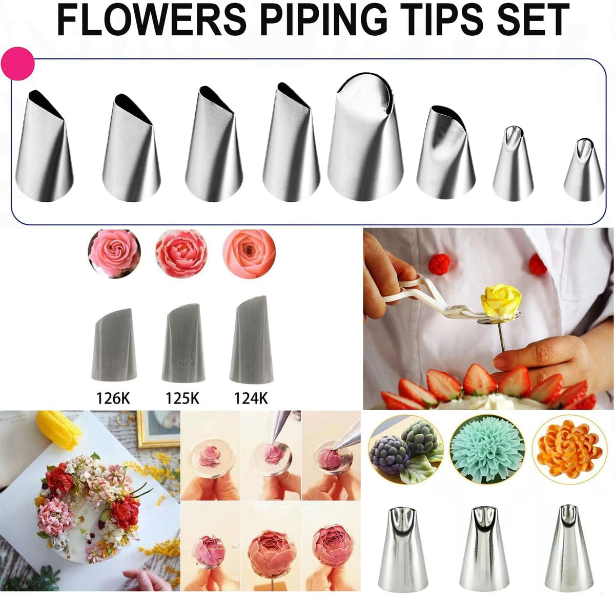 17 Pcs Large Piping Tips Set, Seamless Cake Decorating Tips