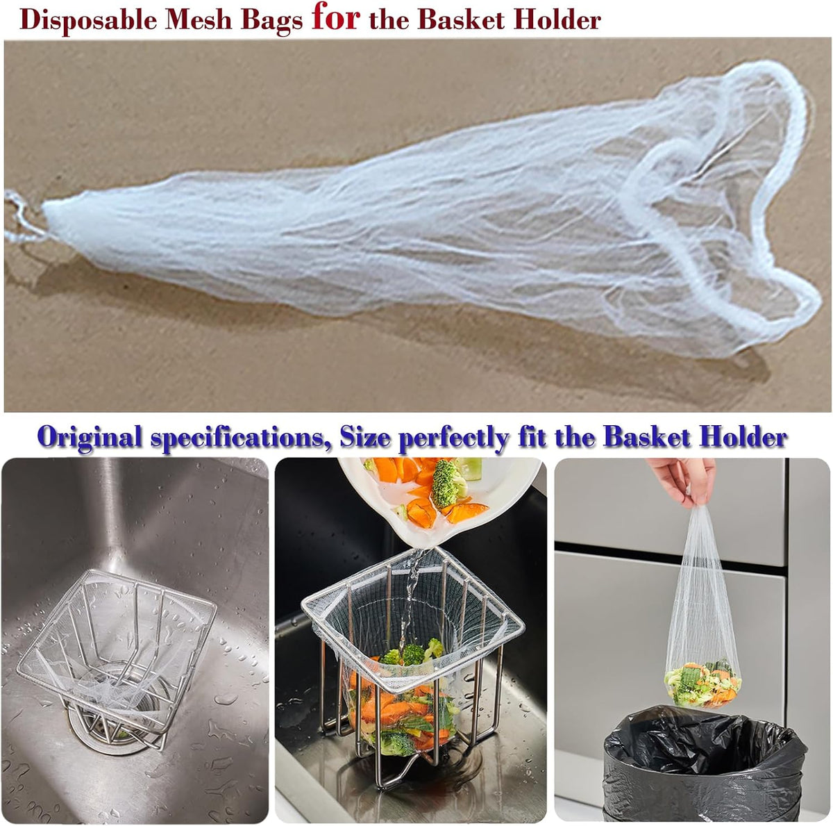 200 Sink Strainer Net Bags mesh bag for Sink strainer Basket Holder