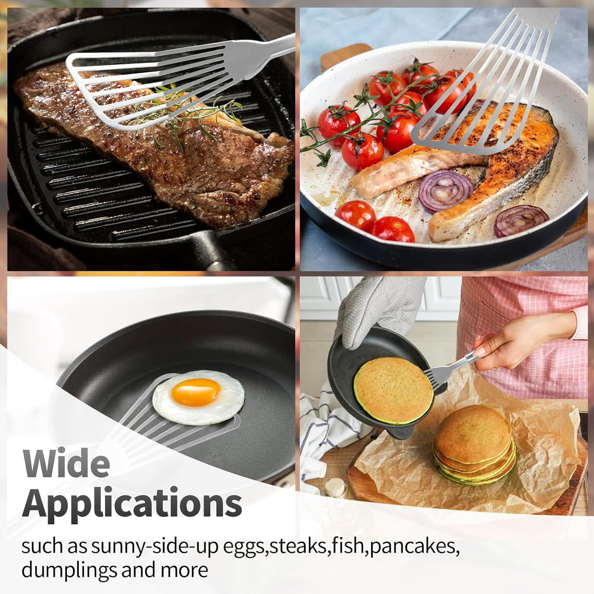 2Pack Fish Spatula Stainless Steel,Premium Fish Turner Spatula,Flexible Barbecue Turner,Metal Slotted Spatula For Flipping Fish Egg Patties Fries Pancake Steak